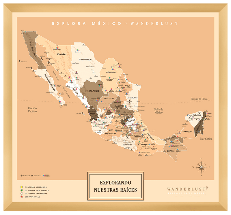 México Sepia - 3cm Dorado - Wanderlust Maps