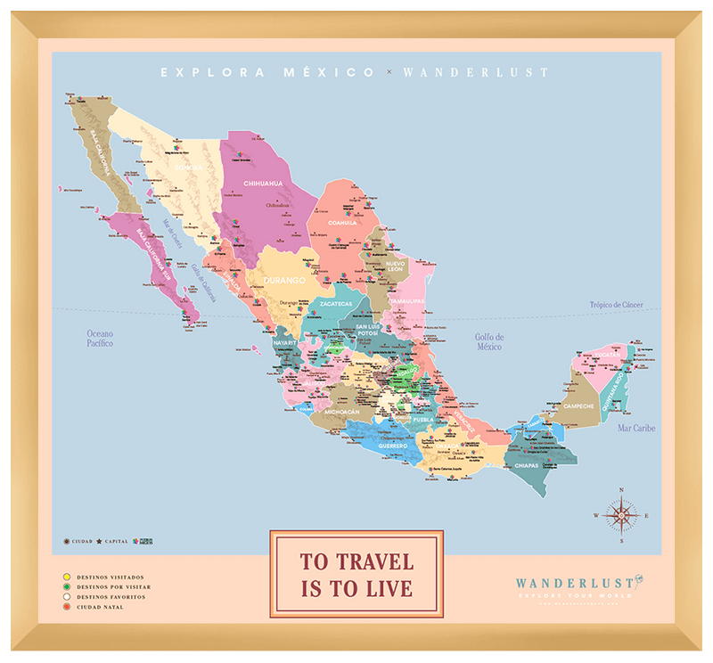 México Colorido - 3cm Dorado - Wanderlust Maps