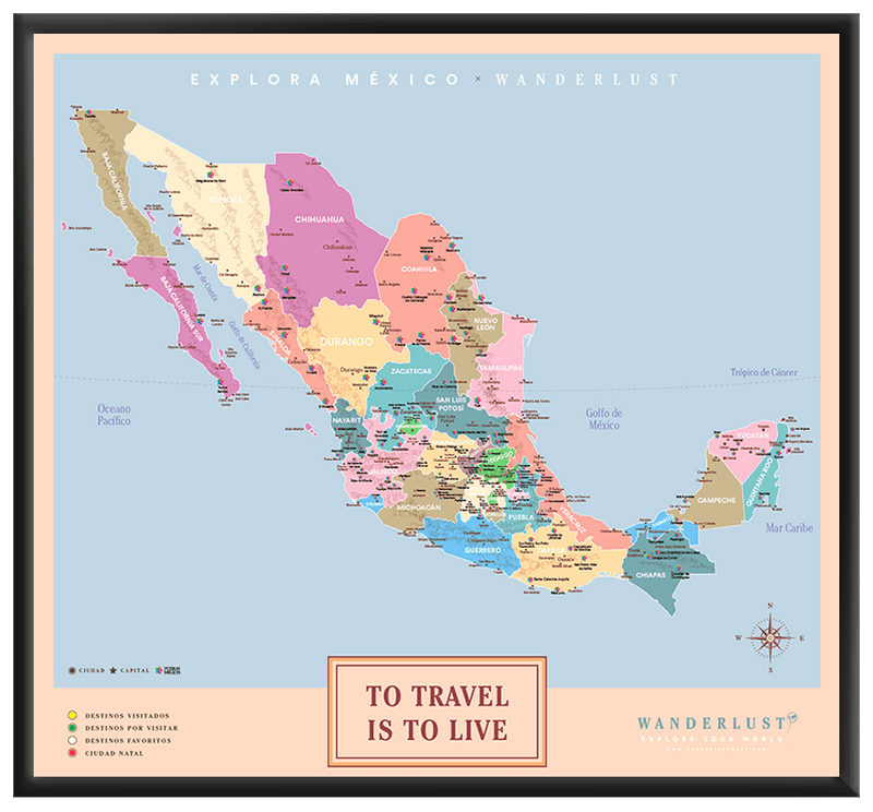 México Colorido - 2cm Negro - Wanderlust Maps