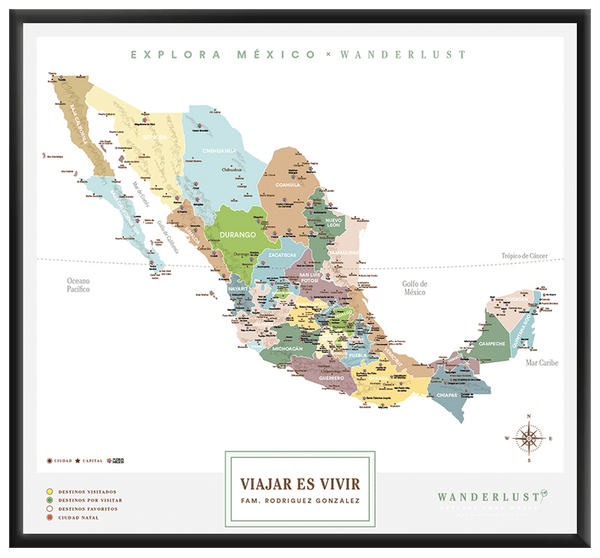 México Plata - 2cm Negro - Wanderlust Maps