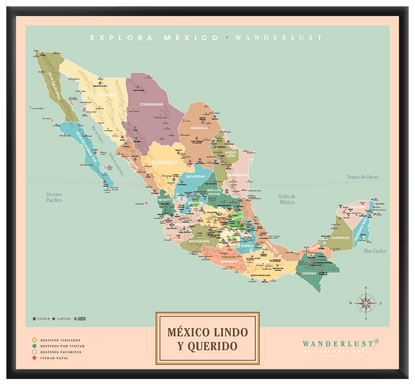 México Original - 2cm Negro - Wanderlust Maps