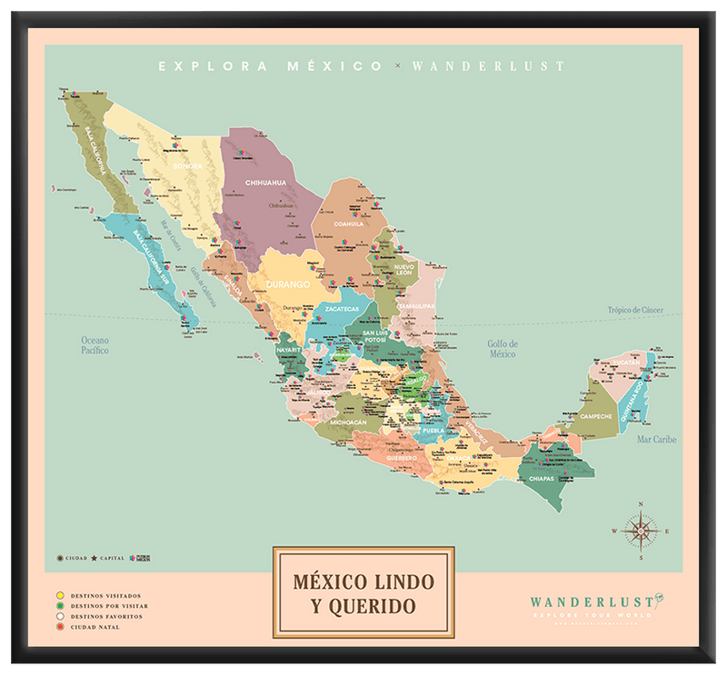 México Original - 2cm Negro - Wanderlust Maps