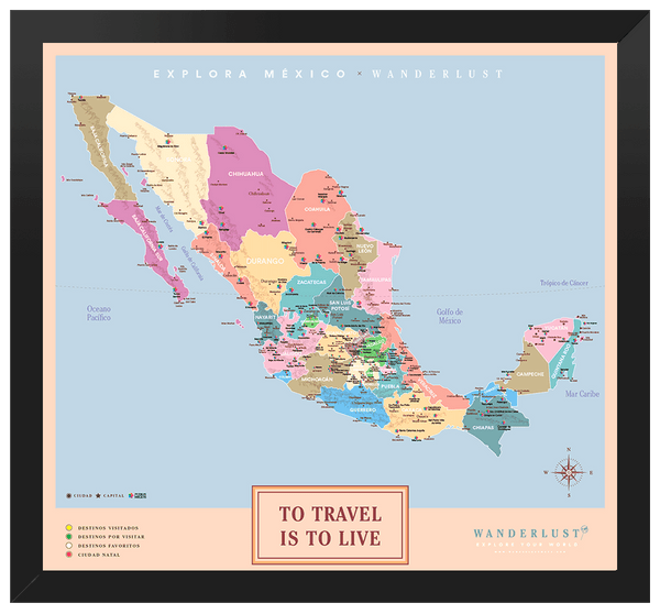 México Colorido - 4cm Negro - Wanderlust Maps