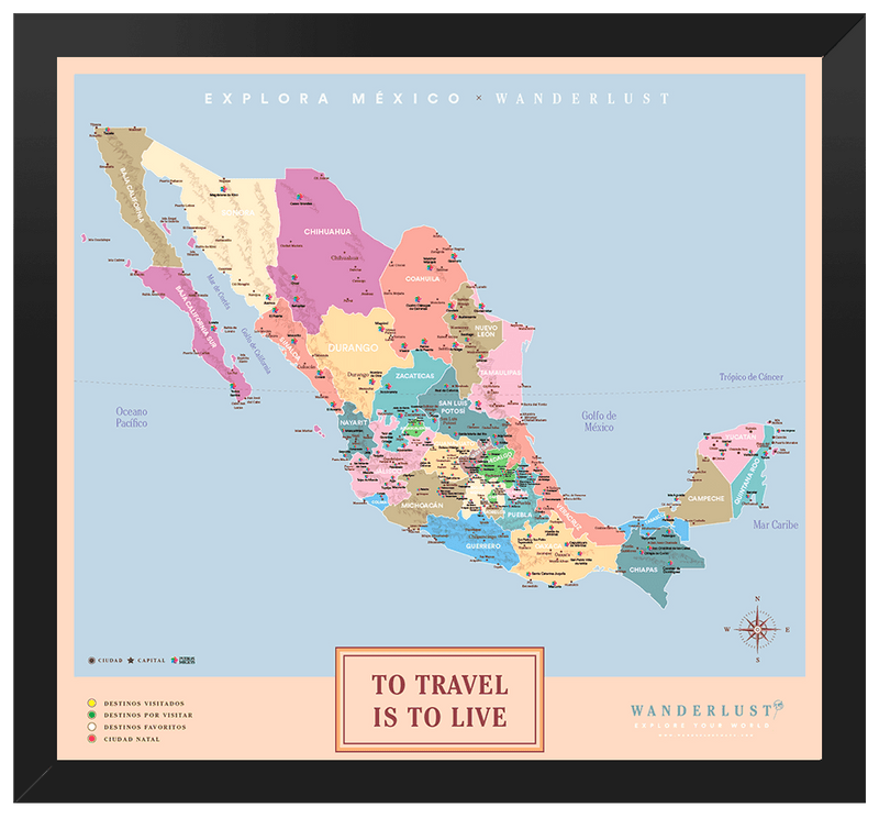 México Colorido - 4cm Negro - Wanderlust Maps
