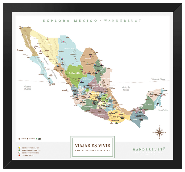 México Plata - 4cm Negro - Wanderlust Maps