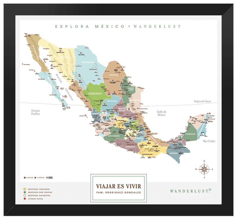 México Plata - 4cm Negro - Wanderlust Maps