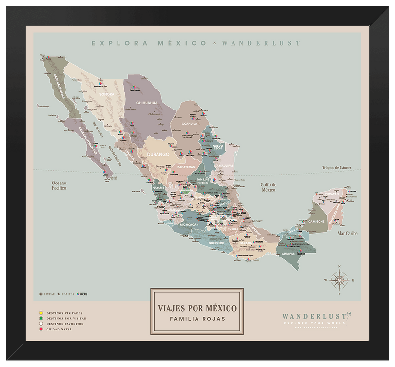 México Serio - 4cm Negro - Wanderlust Maps