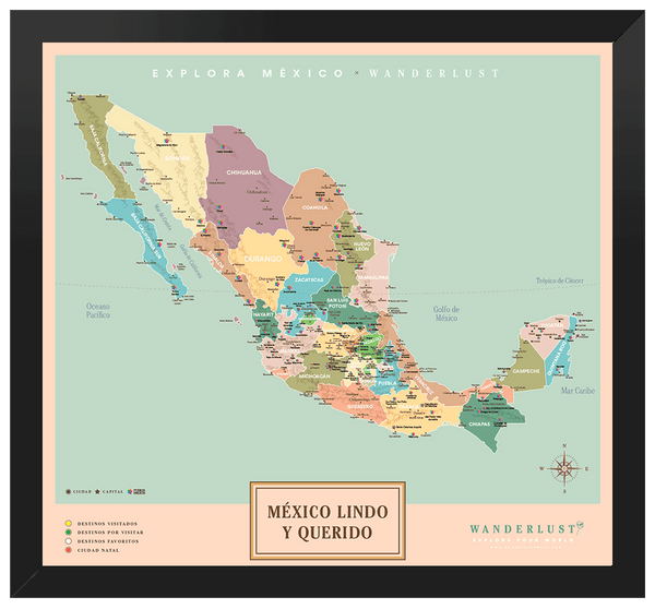 México Original - 4cm Negro - Wanderlust Maps