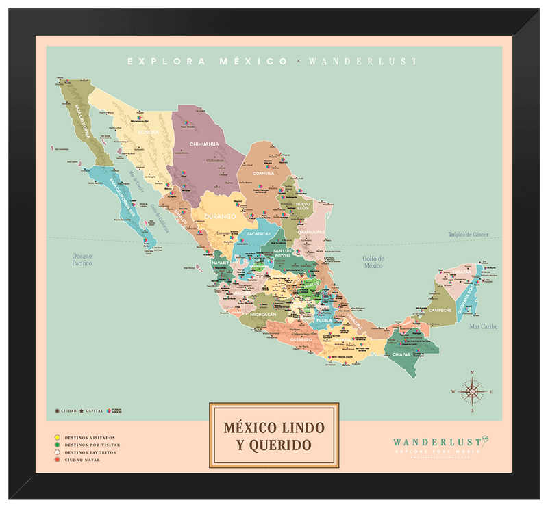 México Original - 4cm Negro - Wanderlust Maps