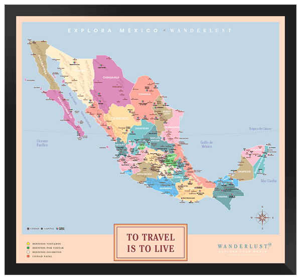 México Colorido - 3cm Negro - Wanderlust Maps