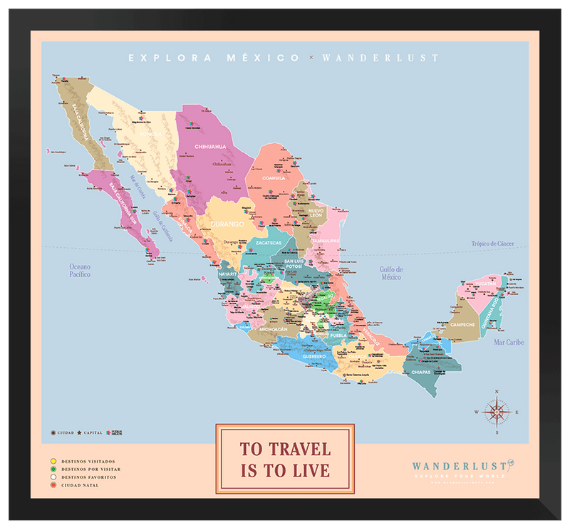 México Colorido - 3cm Negro - Wanderlust Maps
