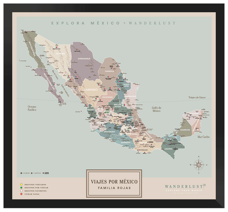 México Serio - 3cm Negro - Wanderlust Maps
