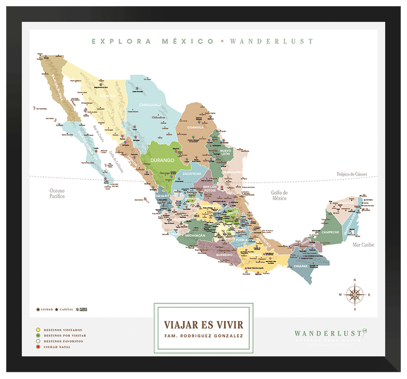 México Plata - 3cm Negro - Wanderlust Maps