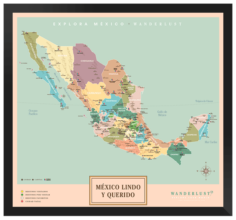México Original - 3cm Negro - Wanderlust Maps
