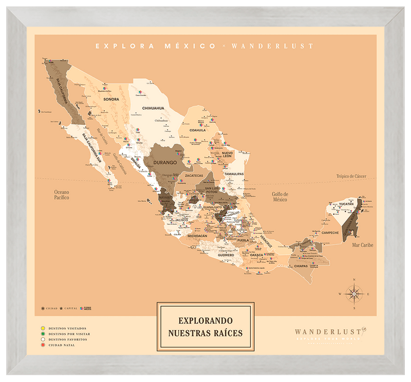México Sepia - 4cm Plata - Wanderlust Maps