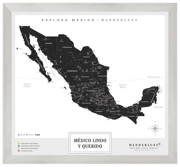 México B&N - 4cm Plata - Wanderlust Maps