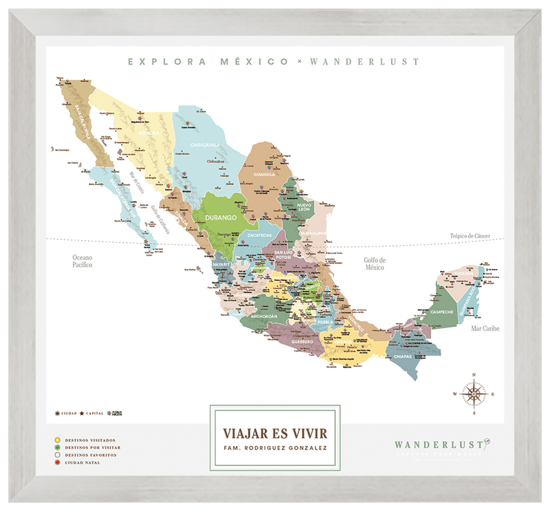 México Plata - 4cm Plata - Wanderlust Maps