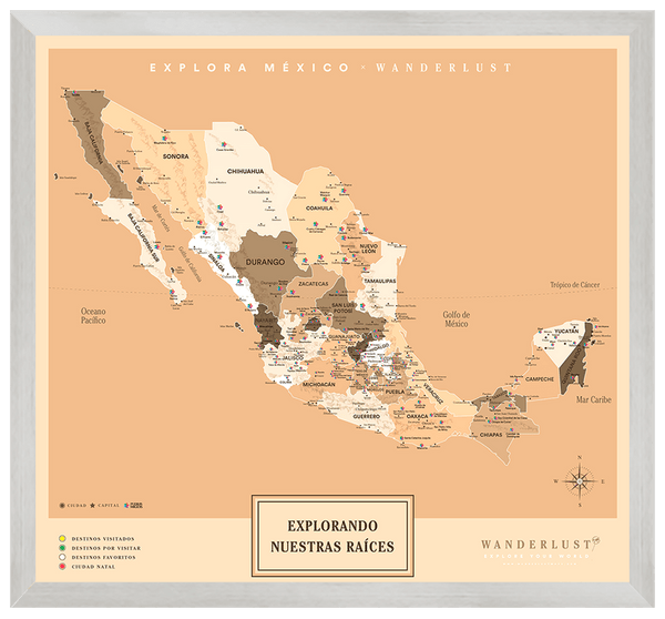 México Sepia - 3cm Plata - Wanderlust Maps
