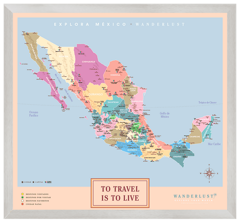 México Colorido - 3cm Plata - Wanderlust Maps