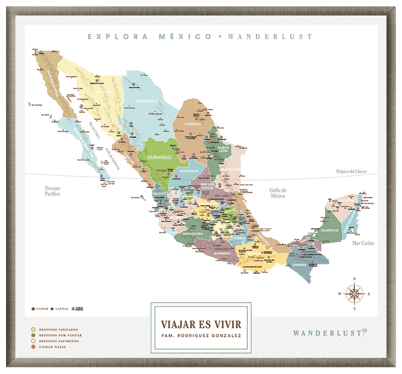 México Plata - 2cm Platino - Wanderlust Maps