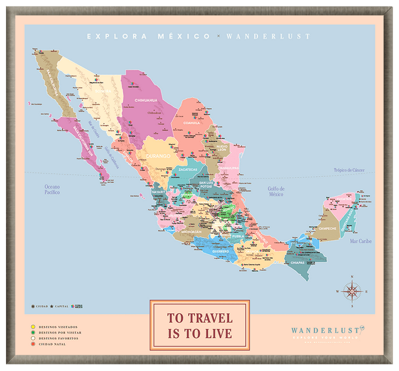 México Colorido - 2cm Platino - Wanderlust Maps