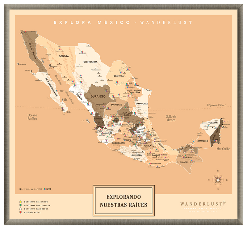 México Sepia - 2cm Platino - Wanderlust Maps
