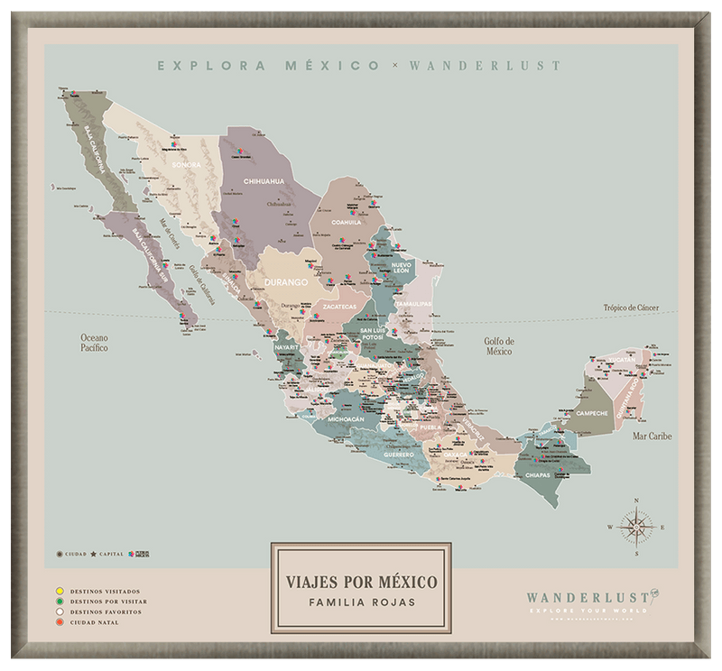 México Serio - 2cm Platino - Wanderlust Maps