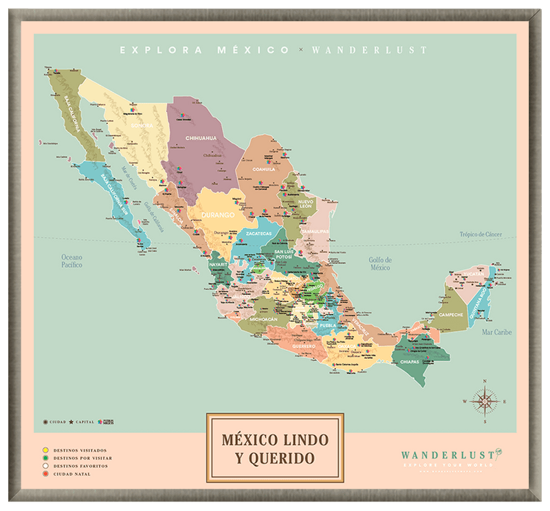 México Original - 2cm Platino - Wanderlust Maps