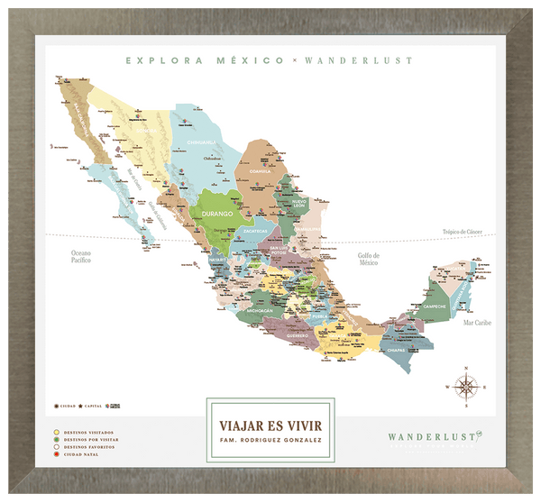 México Plata - 4cm Platino - Wanderlust Maps