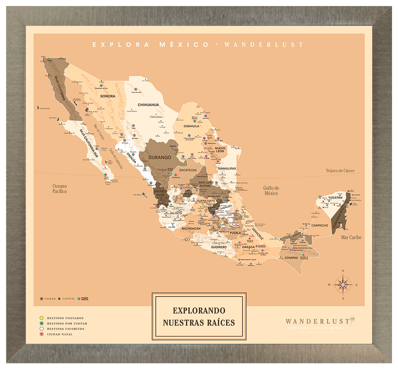 México Sepia - 4cm Platino - Wanderlust Maps