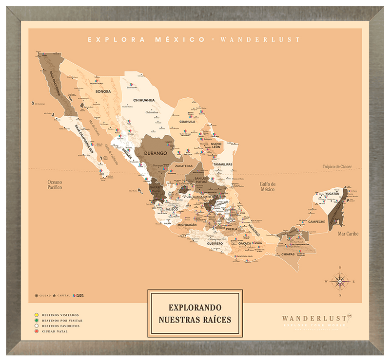 México Sepia - 3cm Platino - Wanderlust Maps