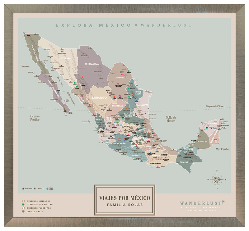 México Serio - 3cm Platino - Wanderlust Maps
