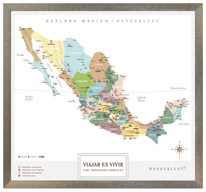 México Plata - 3cm Platino - Wanderlust Maps
