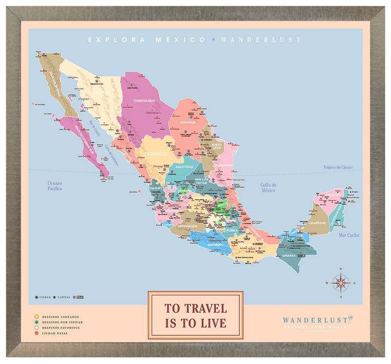 México Colorido - 3cm Platino - Wanderlust Maps