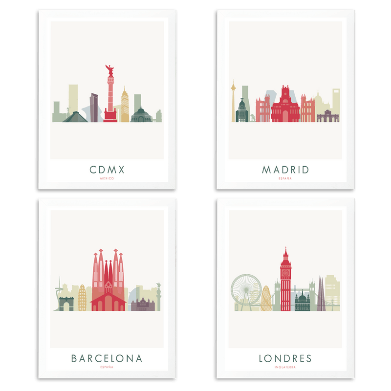 4 Prints Enmarcados - Wanderlust Maps