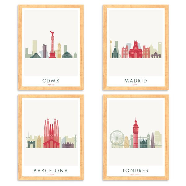 4 Prints Enmarcados - Wanderlust Maps