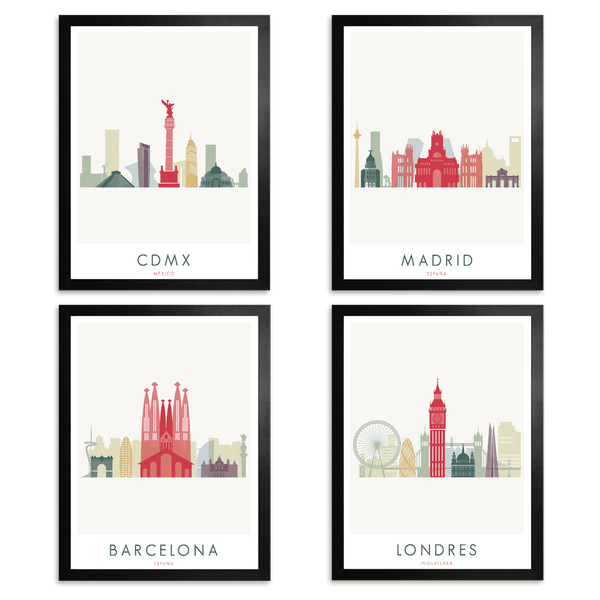 4 Prints Enmarcados - Wanderlust Maps