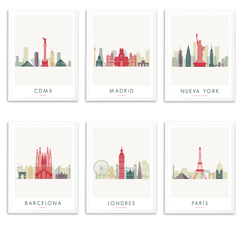 6 Prints Enmarcados - Wanderlust Maps