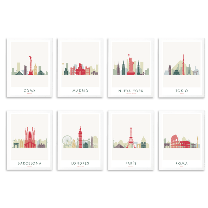 8 Prints Enmarcados (Paquete Completo) - Wanderlust Maps