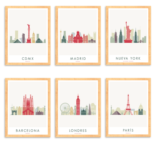 6 Prints Enmarcados - Wanderlust Maps
