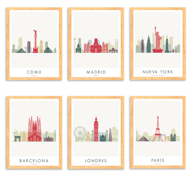 6 Prints Enmarcados - Wanderlust Maps