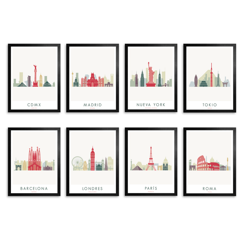 8 Prints Enmarcados (Paquete Completo) - Wanderlust Maps