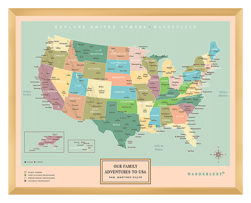 Mapa Estados Unidos - Original - Wanderlust Maps