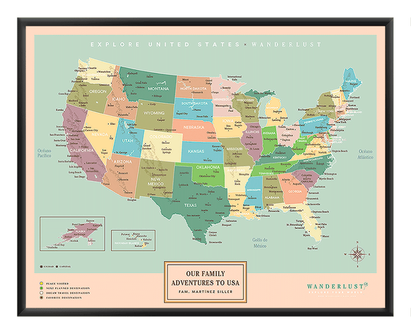Mapa Estados Unidos - Original - Wanderlust Maps