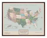 Mapa Estados Unidos - Serio - Wanderlust Maps