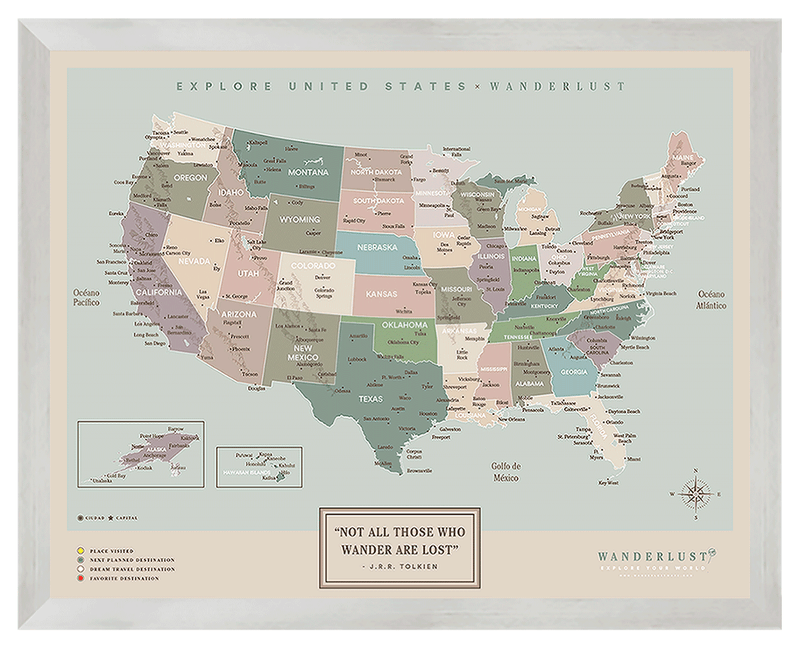 Mapa Estados Unidos - Serio - Wanderlust Maps