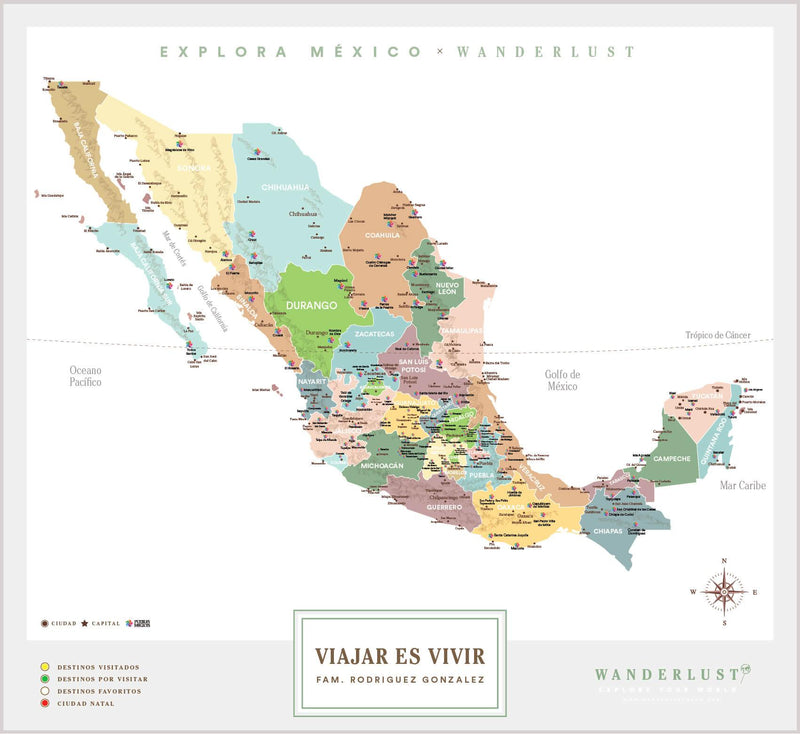 México Plata - Poster - Wanderlust Maps