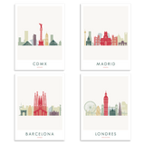 4 "Skyline" Prints - Wanderlust Maps