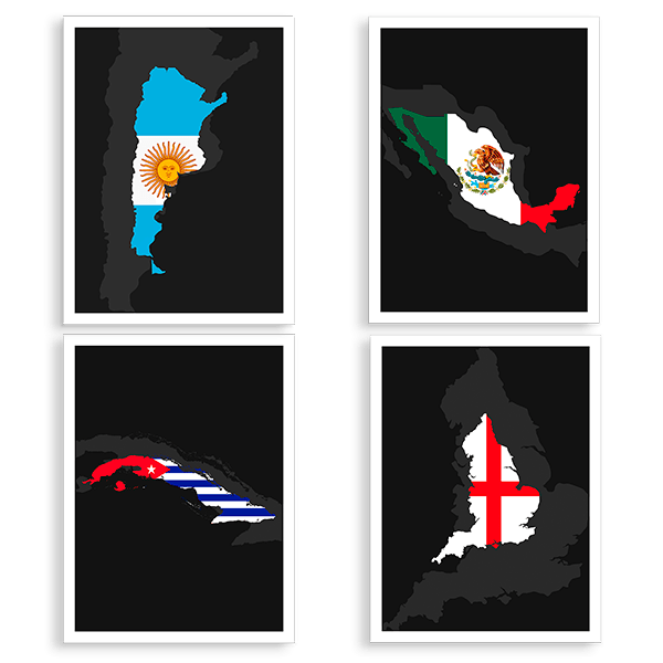 4 "Country Flag" Prints - Wanderlust Maps