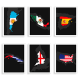 6 "Country Flag" Prints - Wanderlust Maps